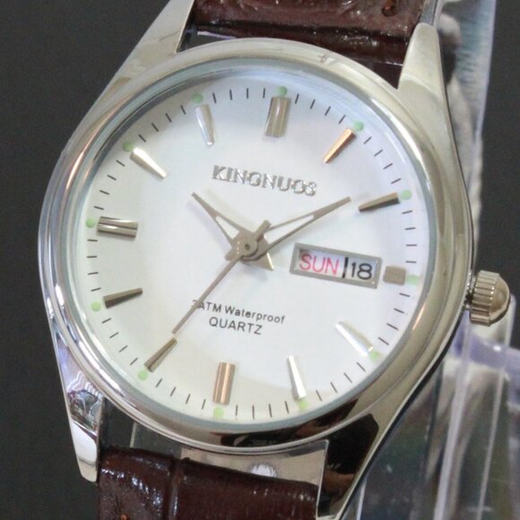 Women\'s Contemporary Dress Watch Silver With Brown Strap 28mm main image 7